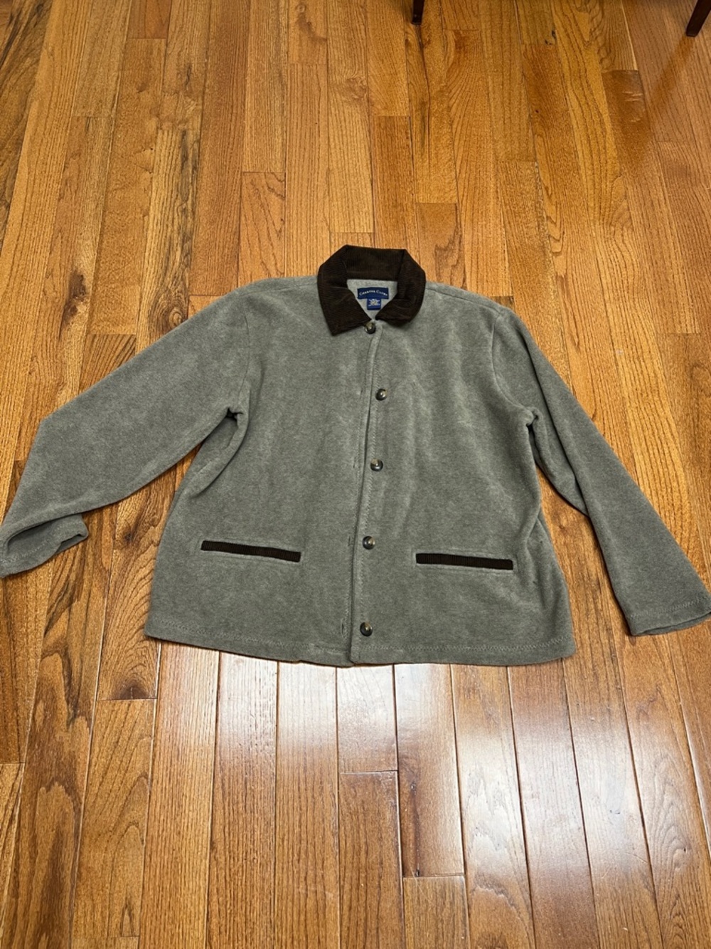 NWT charter club chore coat Fleece Jacket with Brown Collar